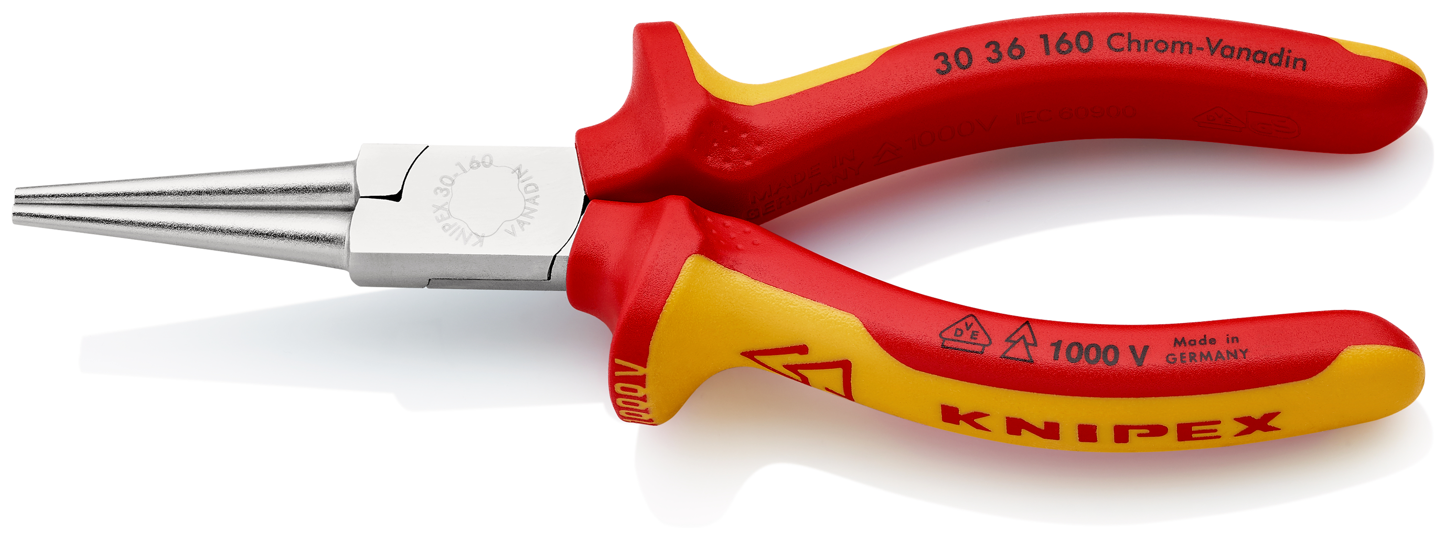 Knipex 1-Piece Round Nose Plier, 160 mm Overall Round VDE/1000V Approved, 41mm Jaw