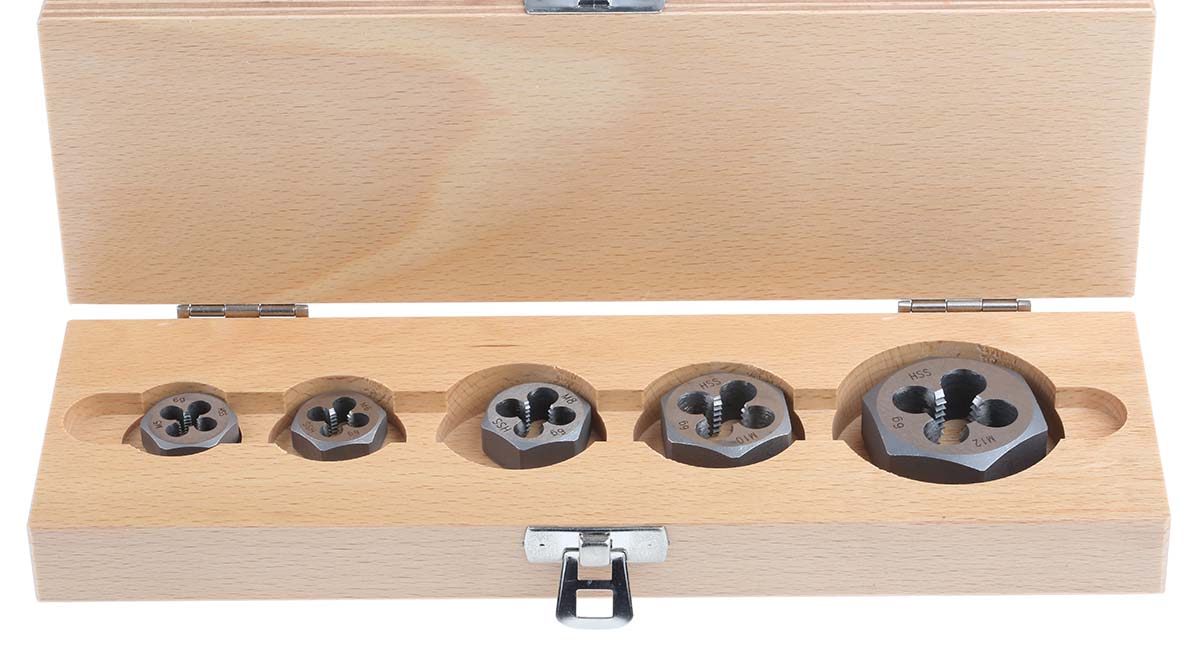 300-7515 RS PRO M5 To M12 Carbon Steel 5 piece Die Nut Set