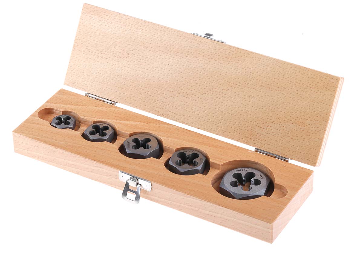 RS PRO 1/4 To 1/2 in UNF Carbon Steel 5 piece Die Nut Set