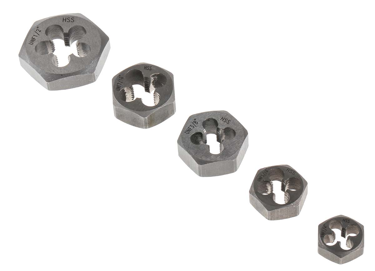 300-7521 RS PRO 1/4 To 1/2 in UNF Carbon Steel 5 piece Die Nut Set