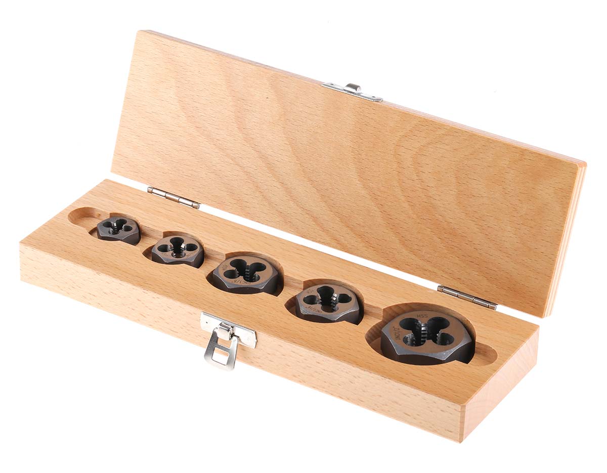 RS PRO 1/4 To 1/2in UNC Carbon Steel 5 piece Die Nut