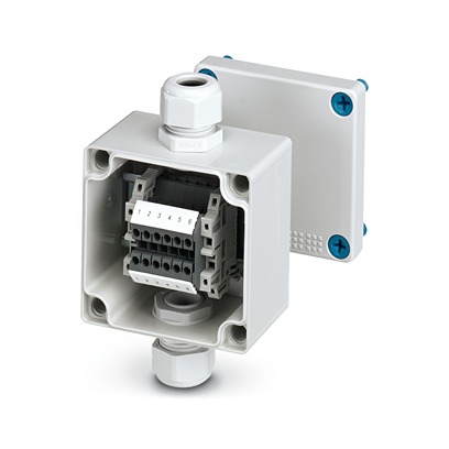 Phoenix Contact E AB A Series Grey ABS Junction Box, 6 Terminals, 85 mm, 83mm 60 mm