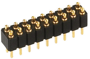 Preci-Dip 813 Series Straight Through Hole Spring Loaded Connector, 16 Contact(s), 2.54 mm Pitch, 2 Row, Shrouded