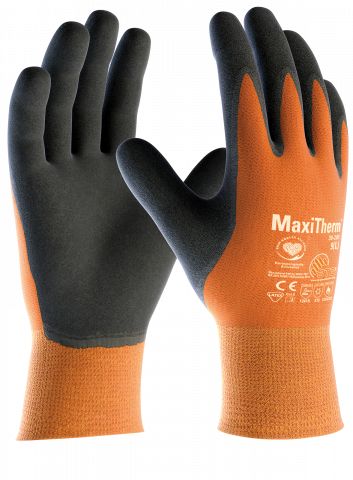 ATG 30-201 Orange, Grey Acrylic, Polyester (Liner) Work Gloves, Size 10, Rubber Coating