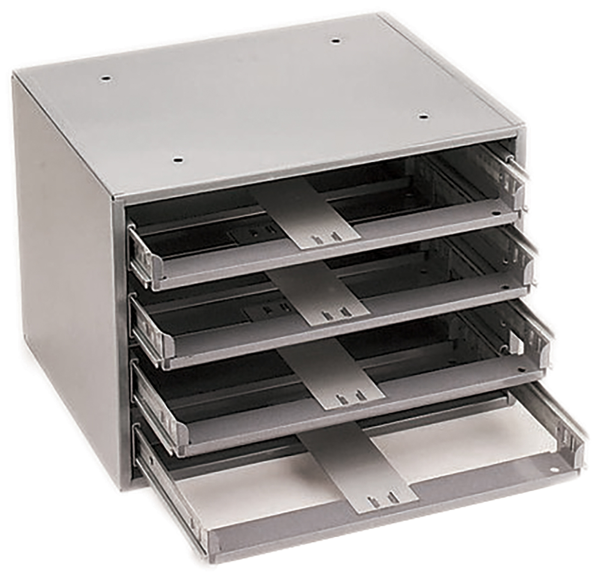 Durham 4 Cell Grey Steel Compartment Box, 285 mm x 387mm x 298 mm