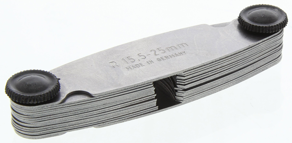 304-9165 MikronTec Radius Gauge Metric 15 Blades 15.5 mm to 25 mm