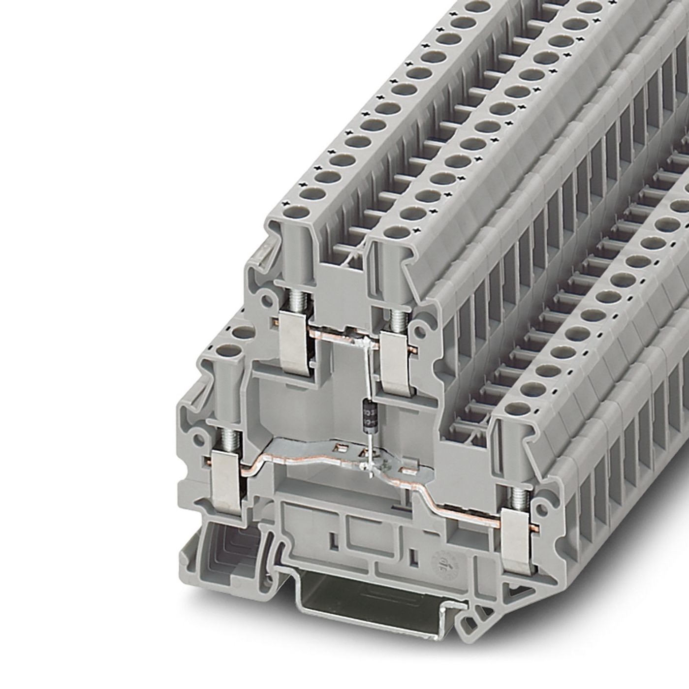 Phoenix Contact 3046650 UTTB 2.5-DIO/O-U Series Component Terminal Block Grey, 2.5mm², 2-Level, Screw
