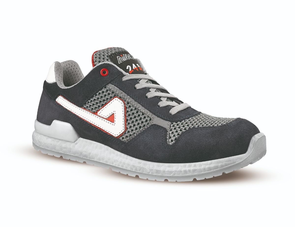 AIMONT ROMELL ABI05 Unisex Grey, Red Aluminium Toe Capped Safety Trainers, UK 7, EU 41