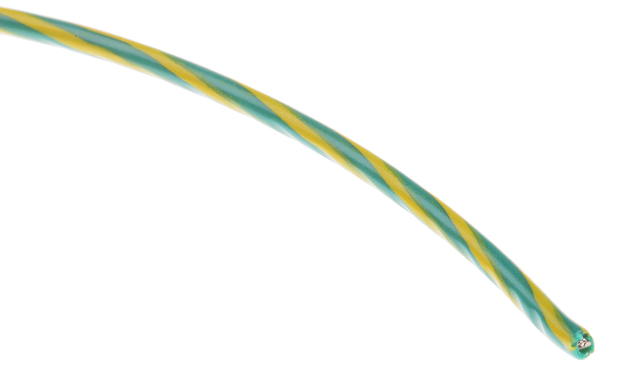 Alpha Wire Hookup Wire PVC Series Green, Yellow Hook Up Wire, 20 AWG, 10, 30 m, Polyvinyl Chloride, 3053 GY005