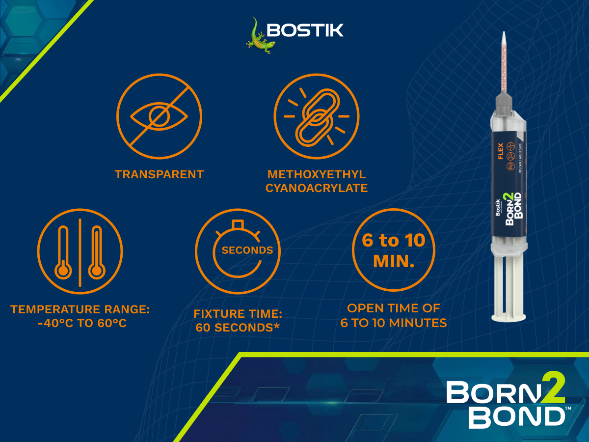 30622963 Bostik Born2Bond Flex Cyanoacrylate 10 g, Transparent