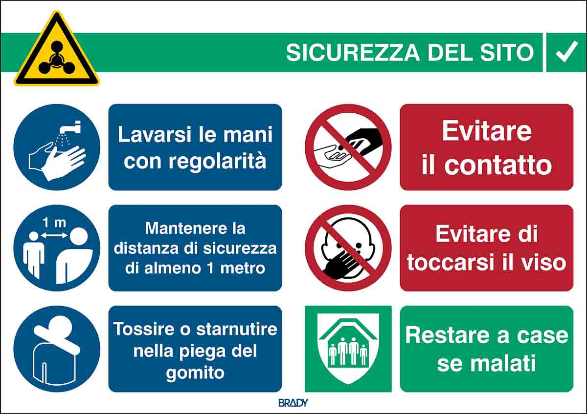 Brady Safety Poster, Polypropylene, Italian 371 mm 262 mm