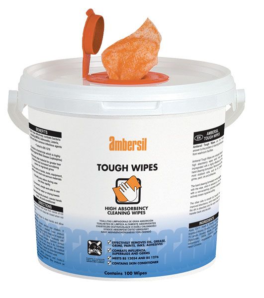 30767-ad Ambersil TOUGH WIPES Wet Hand Wipes, Bucket of, 266 x 280 mm 100 Per Pack