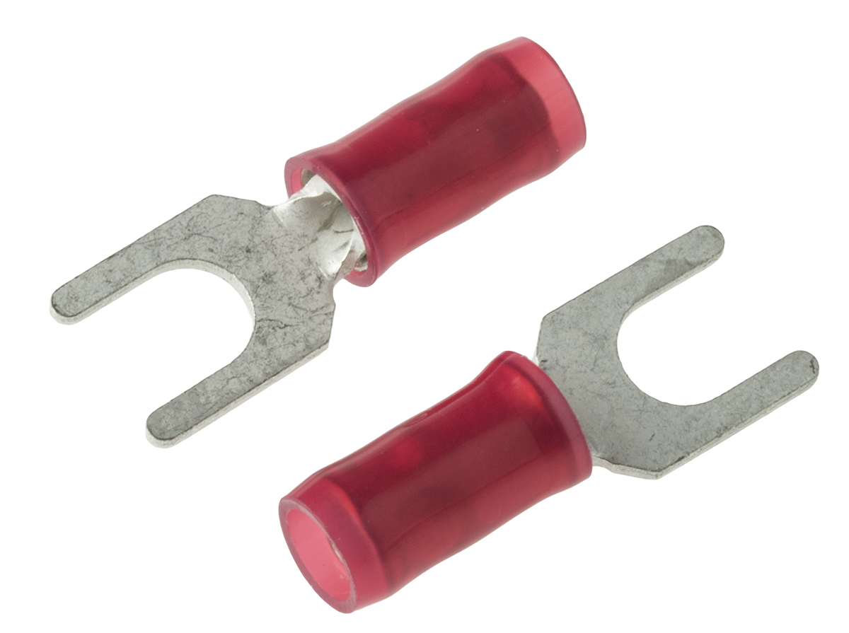 TE Connectivity PIDG Insulated Crimp Spade Connector, 0.26mm² to 1.65mm², 22AWG to 16AWG, M4 Stud Size Nylon, Red