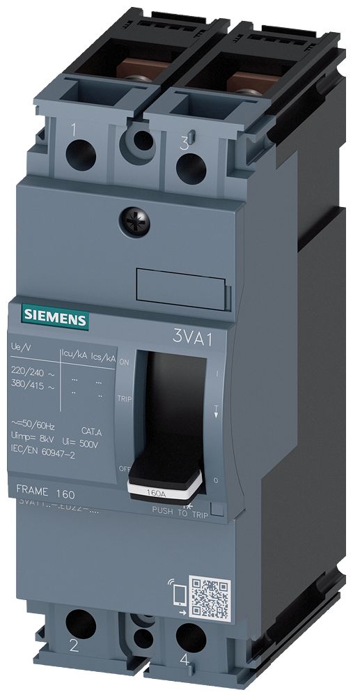 Siemens, SENTRON Circuit breaker 2P 160A, DIN Rail Mount