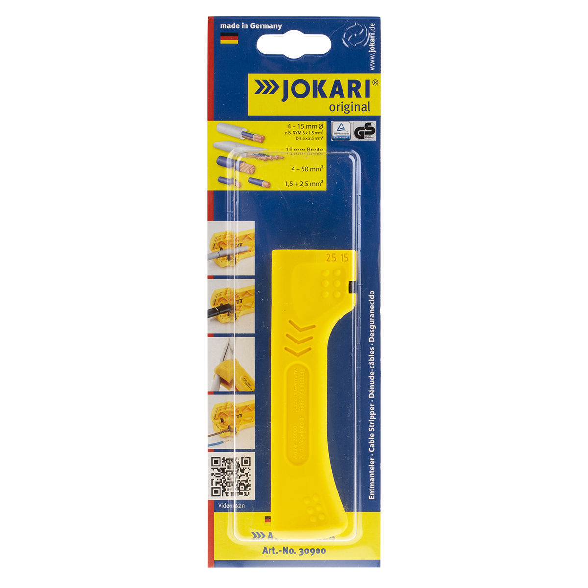 30900 Jokari 309 Series Flat Round Wire Stripper, 4 to 15 mm, 15 mm Overall
