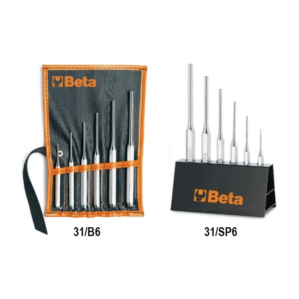 BETA 6-Piece Punch Set, Pin Punch, 8mm Shank, 200mm Overall