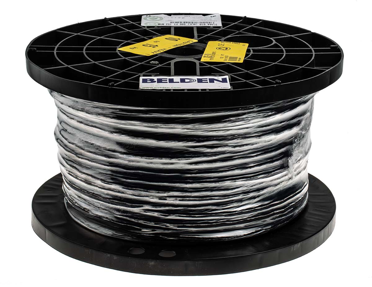 3106a-010500 Belden 3106A Series Multi-Core Industrial Cable, 1 Pairs, 0.36 mm², 152 m, Black Sheath Polyvinyl Chloride