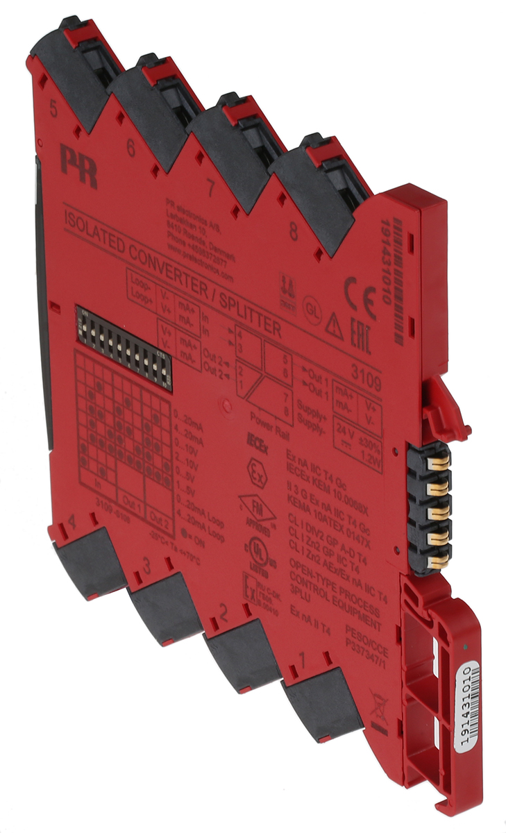 3109 PR Electronics 3100 Series Isolating Signal Converter, Current/Voltage Input, Current/Voltage Output, 16.8V dc, 31.2 V