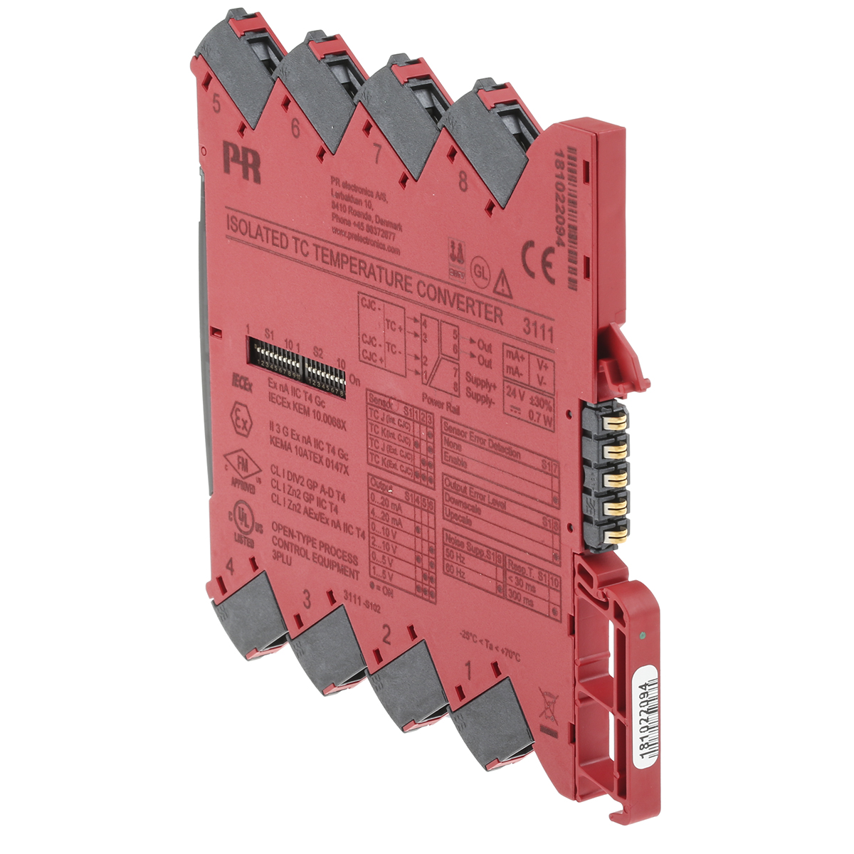 3111 PR Electronics  Temperature Transmitter Temperature Input 31.2V dc, 70 °C, -25 °C