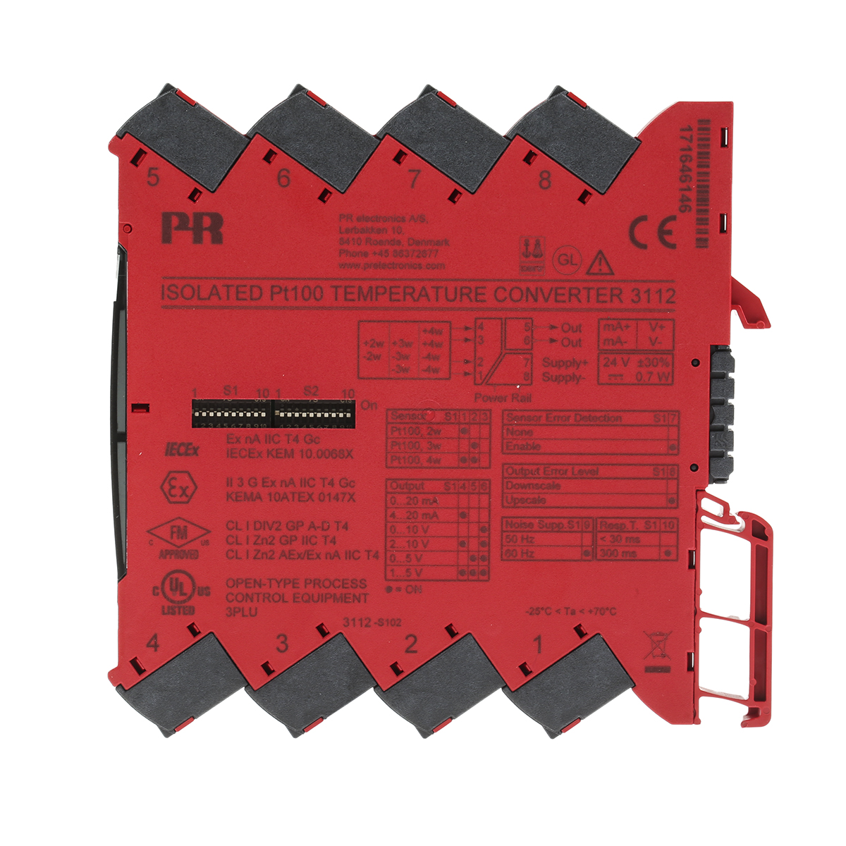 3112 PR Electronics  Temperature Converter Temperature Input 31.2V dc, 70 °C, -25 °C