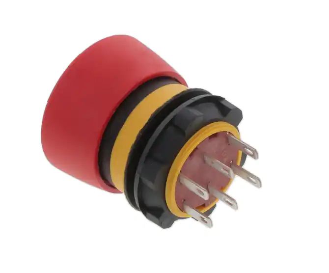 EAO 84 Series Twist Release Illuminated Emergency Stop Push Button, Panel Mount, 22mm Cutout, 2NC, IP65