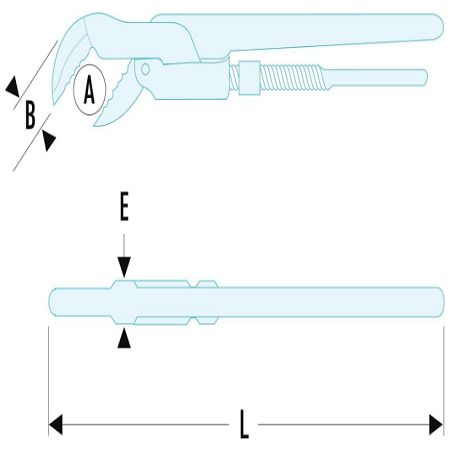 Facom 121A.2P Pipe Wrench, 600 mm Overall