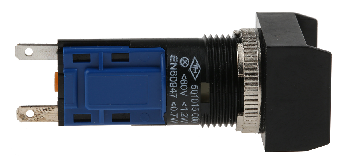 501015-600 Saia-Burgess Push Button Switch, Momentary, Panel Mount, 16.2mm Cutout, SPDT, 250V ac, IP67