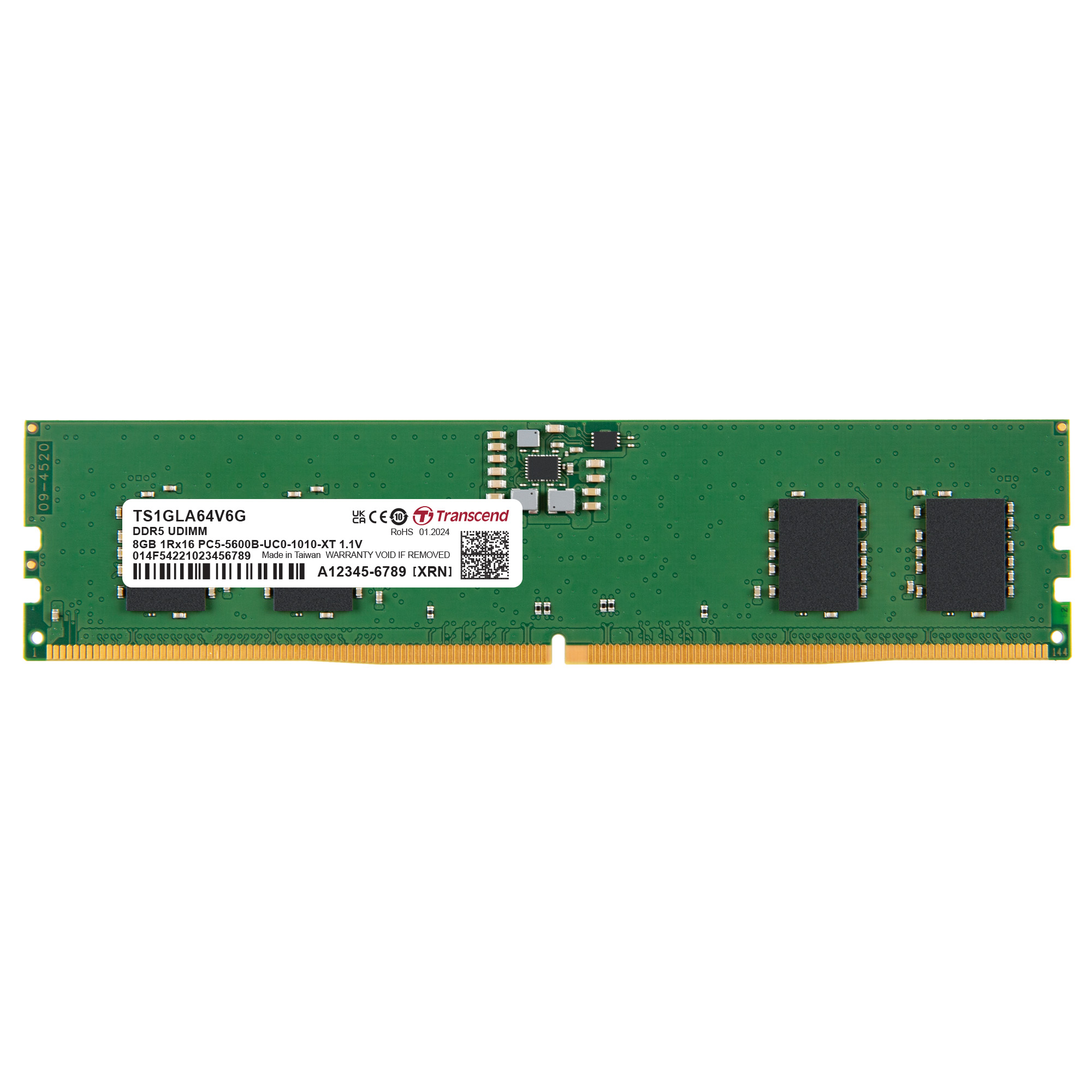 Transcend 8 GB DDR5 Server RAM, 5600Mbit/s, UDIMM, 1.1V