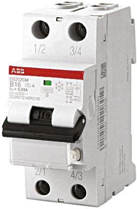 2P 16 A RCBO, DIN Rail Mount, Trip Sensitivity 30mA System M Pro DS202C