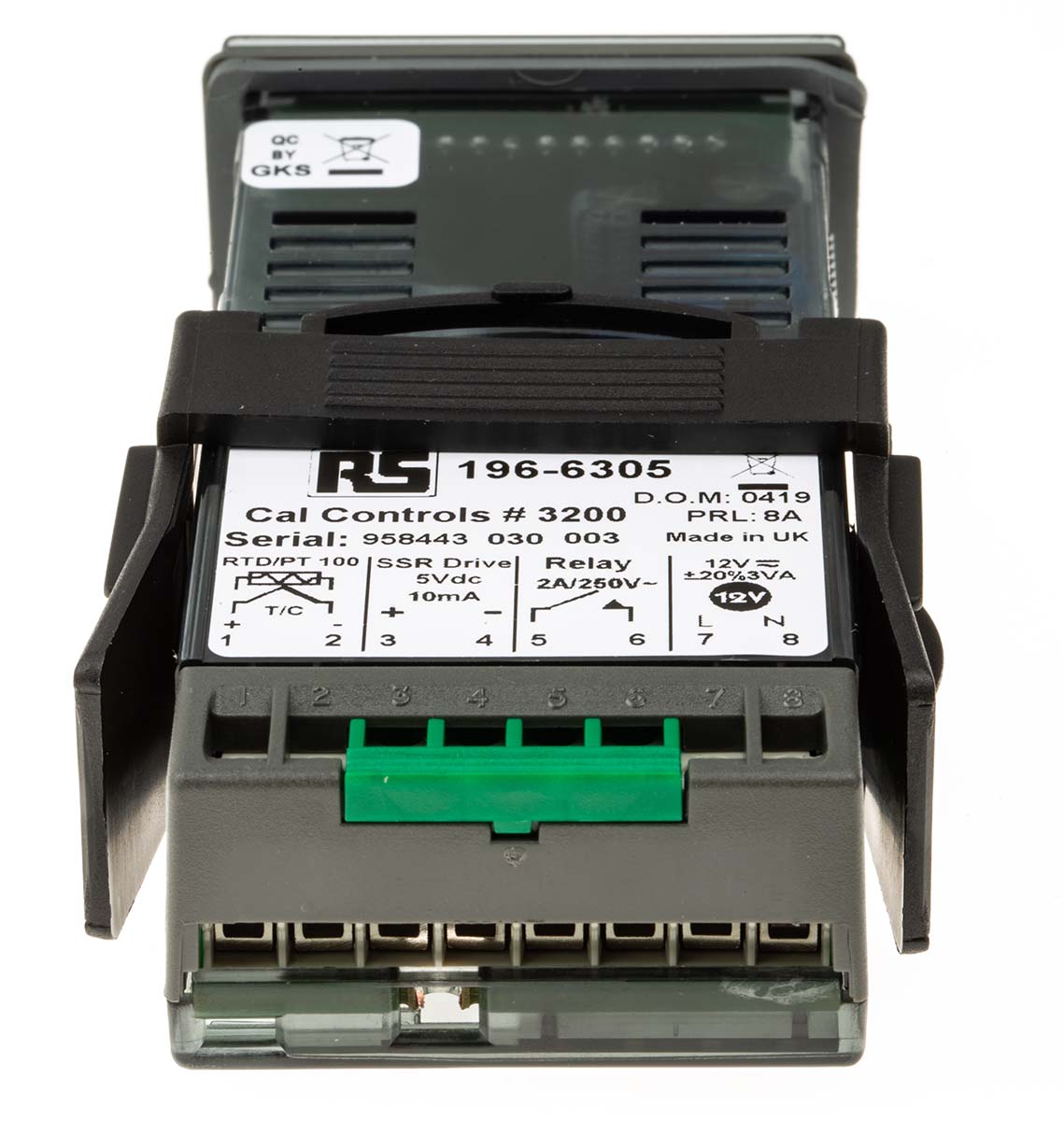 320040 CAL 3200 Panel PID Temperature Controller, 2 Output Relay 12V ac/dc Temperature Control