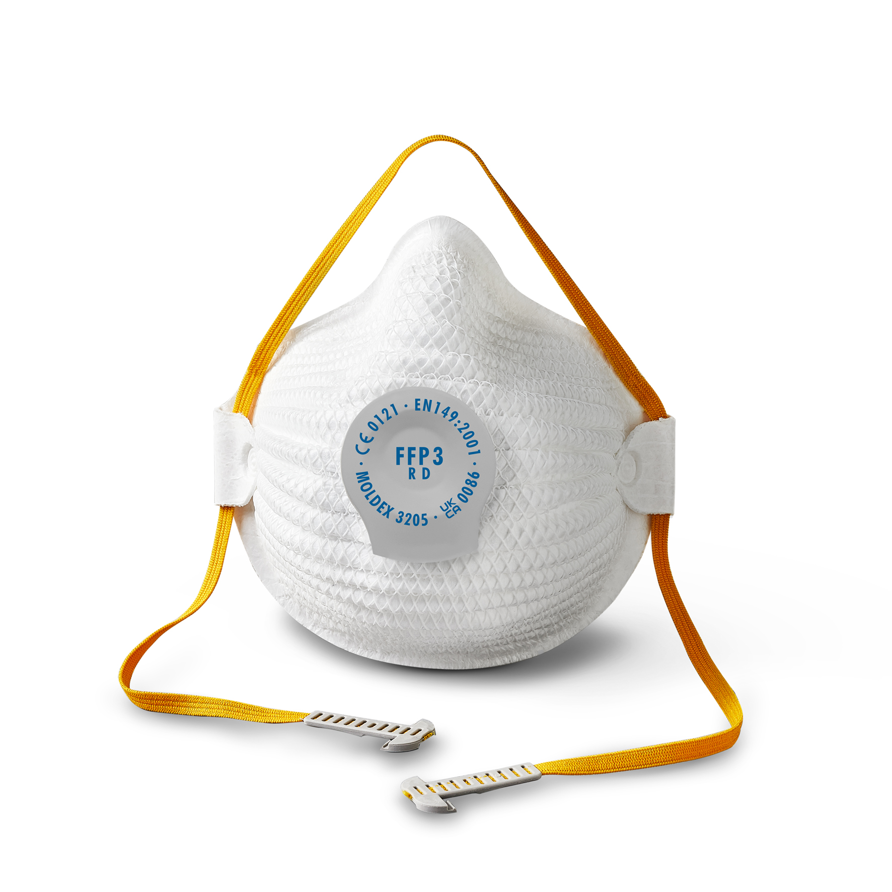 320501 Moldex Orange, White Natural Rubber, Polypropylene, Polyethylene, Polyester, EVA Face Mask for Construction M/L