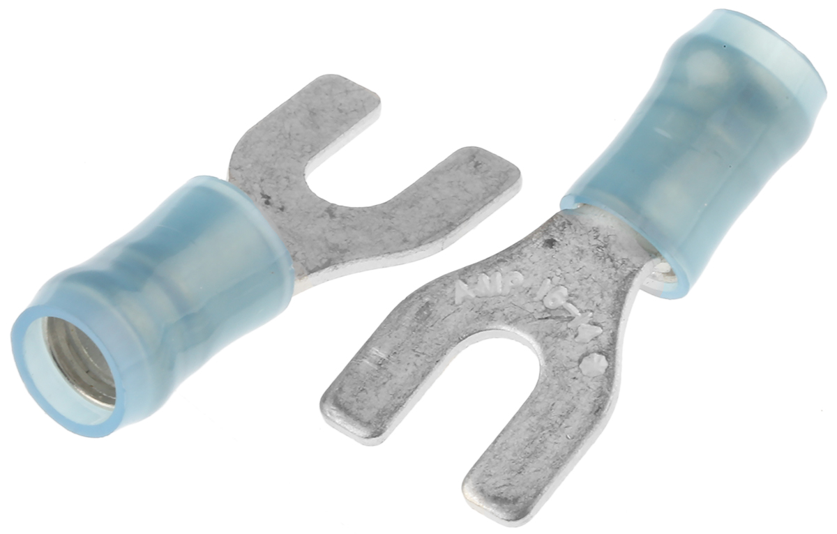 TE Connectivity, PIDG Insulated Crimp Spade Connector, 16 AWG to 14 AWG, M3.5 Stud Size Nylon, Blue
