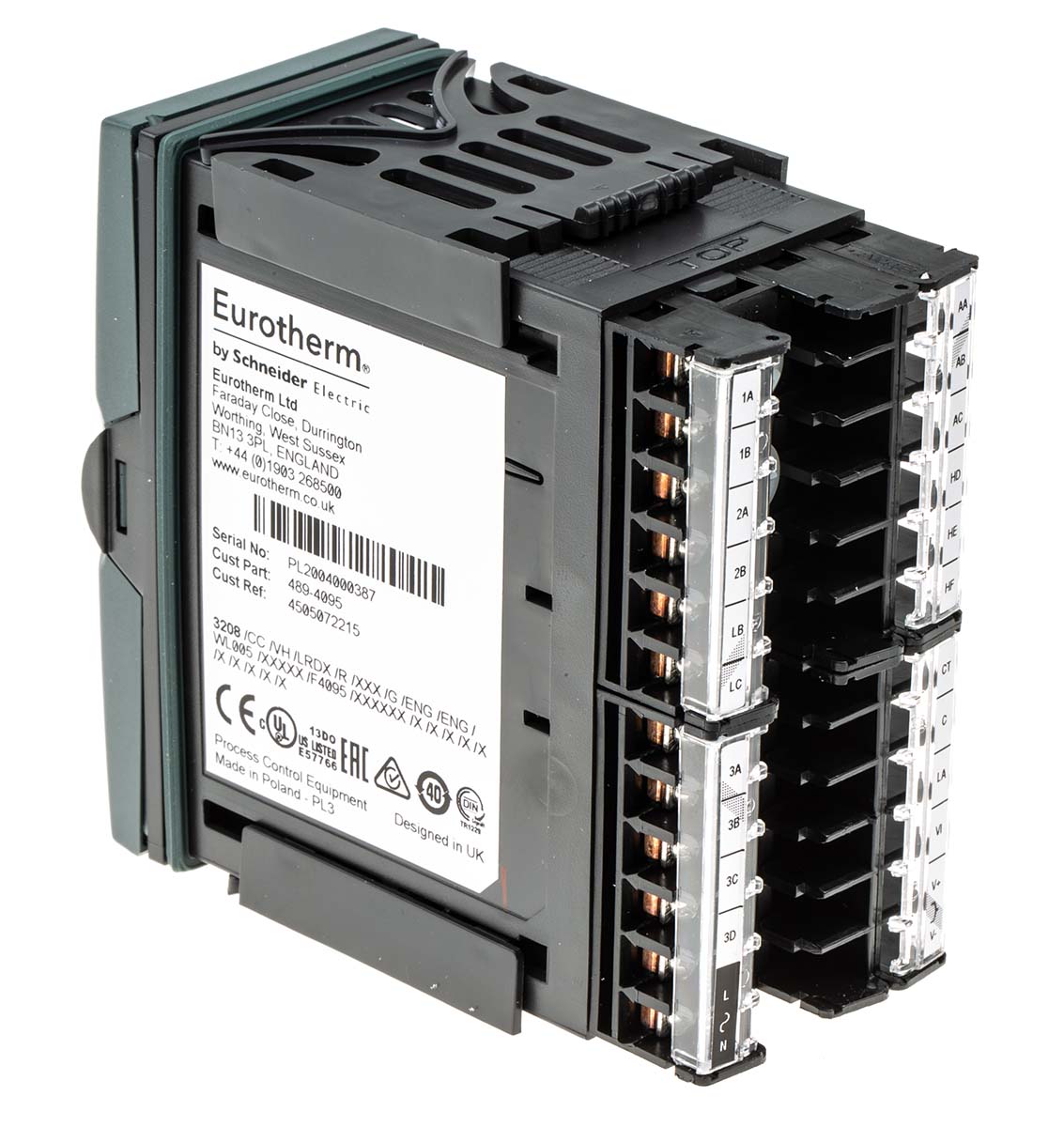 3208ccvhlrdxr Eurotherm 3200 Panel PID Temperature Controller, 4 Output Relay 264V ac On-Off