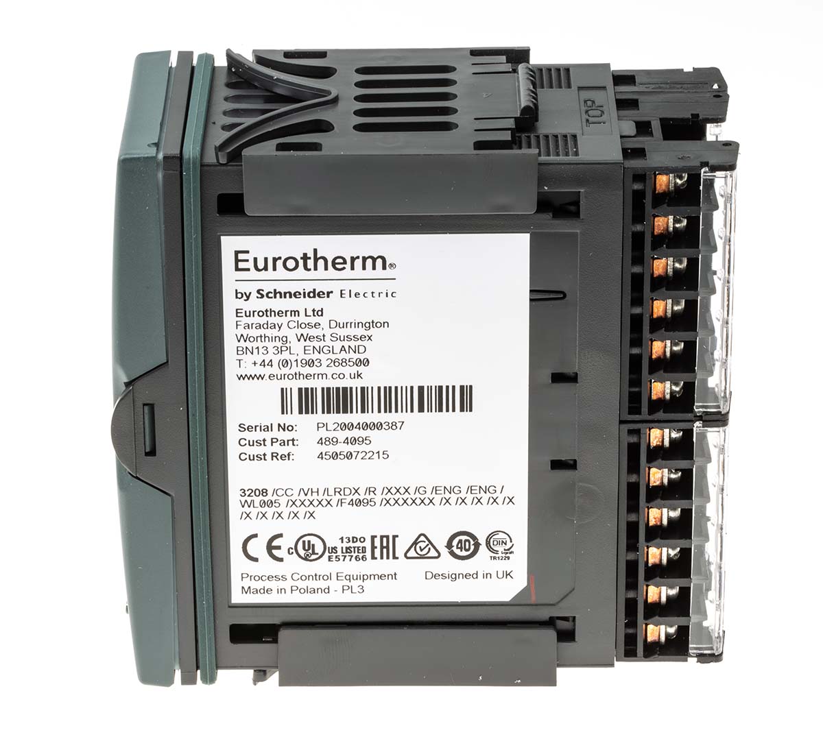 3208ccvhlrdxr Eurotherm 3200 Panel PID Temperature Controller, 4 Output Relay 264V ac On-Off