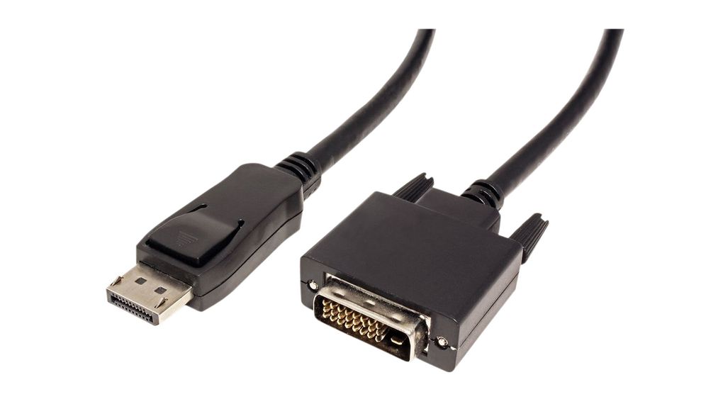 Value Male DisplayPort to Male DVI-D, PVC  Cable, 1080p, 2m