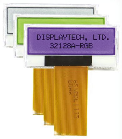 Displaytech 32128A-FC-BW-RGB 32128A Graphic LED LCD Monochrome Display, Black on Red, Green, Blue
