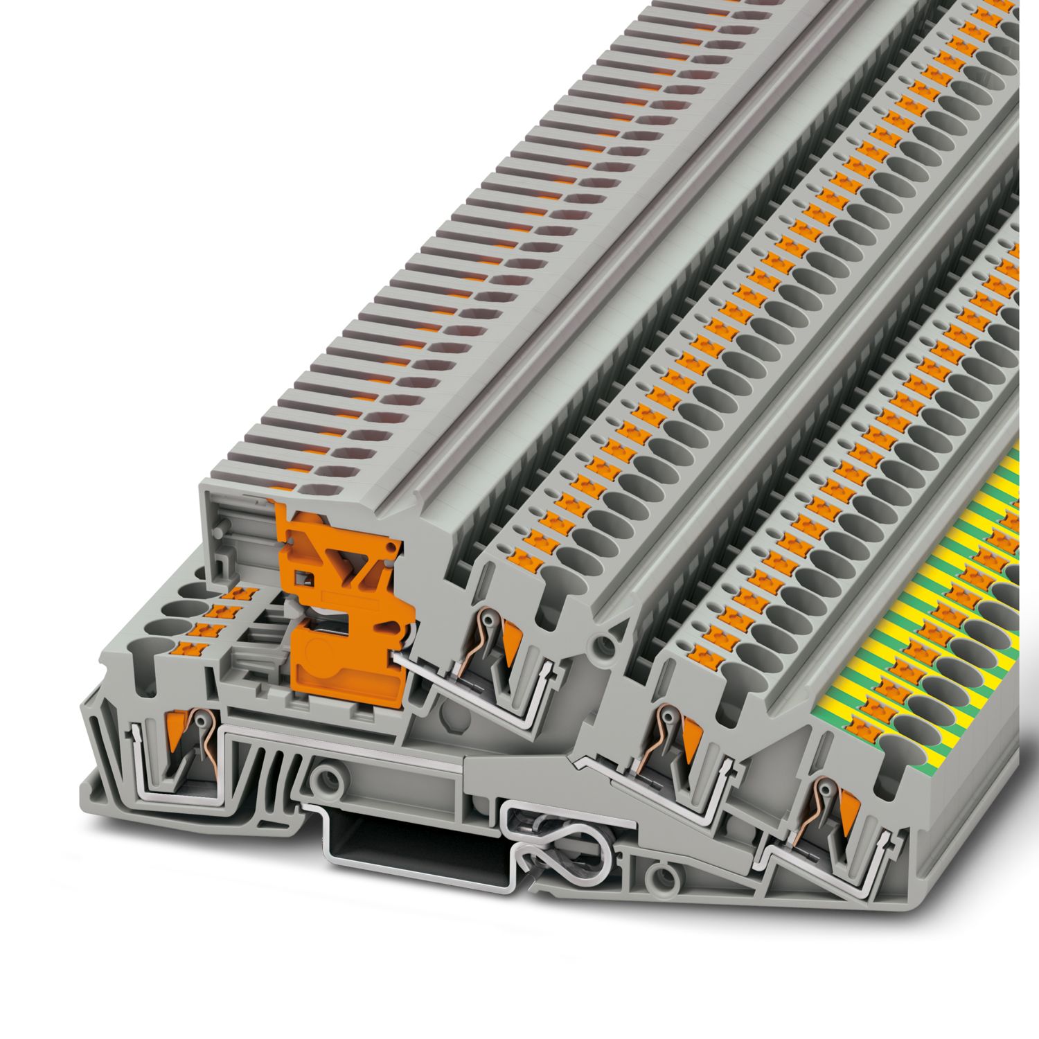 Phoenix Contact 5-Way DIN Rail Earth Terminal Block, 6mm², 10AWG Wire, Push-in, Polyamide Housing