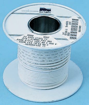 Alpha Wire Hookup Wire PVC Series Grey Hook Up Wire, 24 AWG, 7, 30 m, Polyvinyl Chloride, 3250 SL005