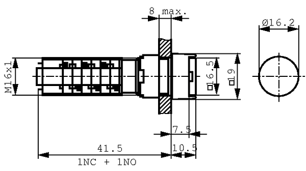 1151082760000 RAFI 1.15.108 Series Illuminated Push Button Switch, Maintained, Panel Mount, 16.2mm Cutout, 1NO+1NC, 230V, IP65