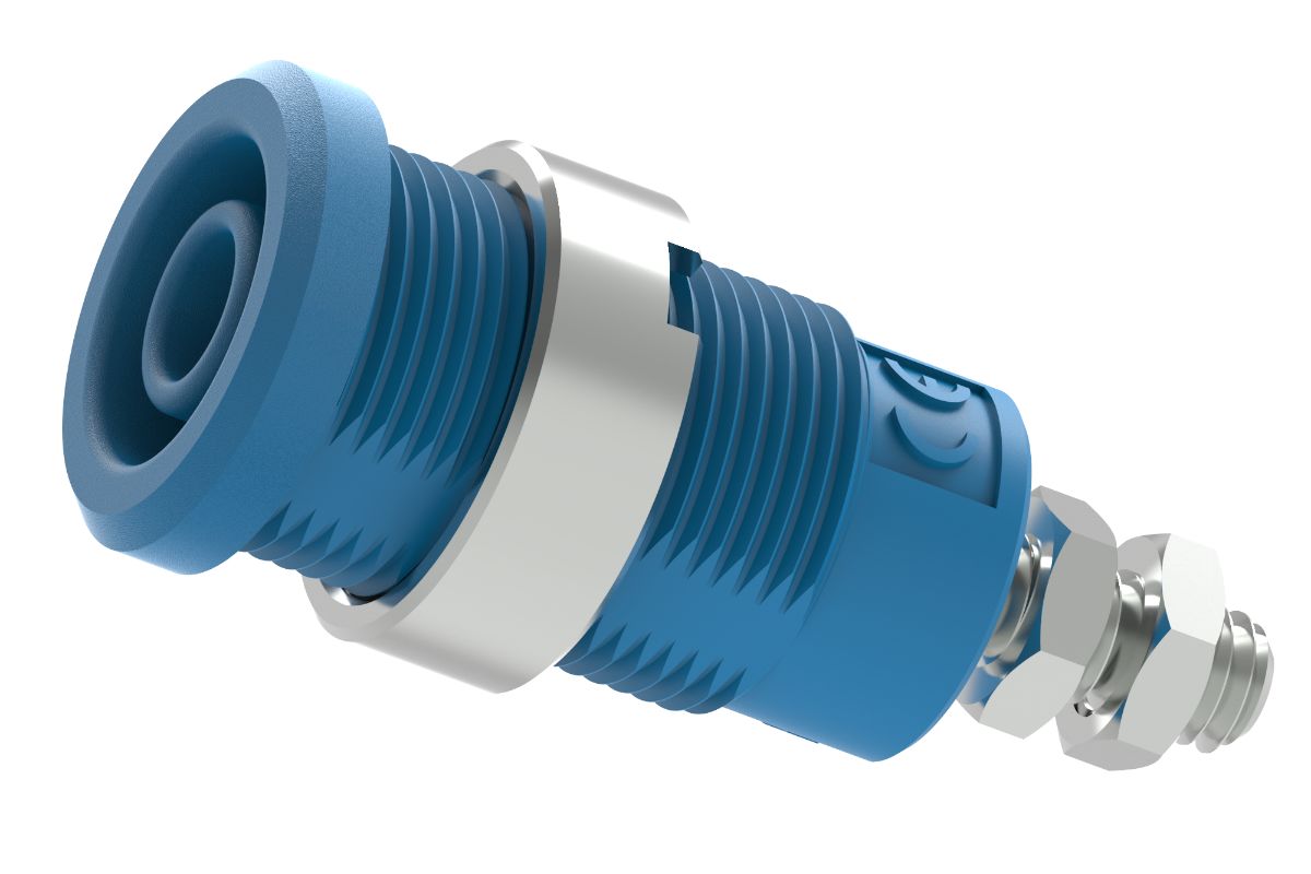 Electro PJP Blue Female Banana Socket, Plug-In Termination, 1000V, 600 V, 25A, Gold Plated Plating
