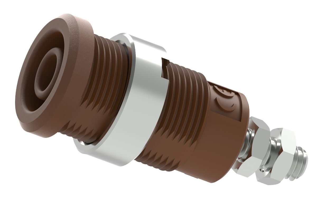 Electro PJP Brown Female Banana Socket, Plug-In Termination, 1000V, 600 V, 25A, Gold Plated Plating