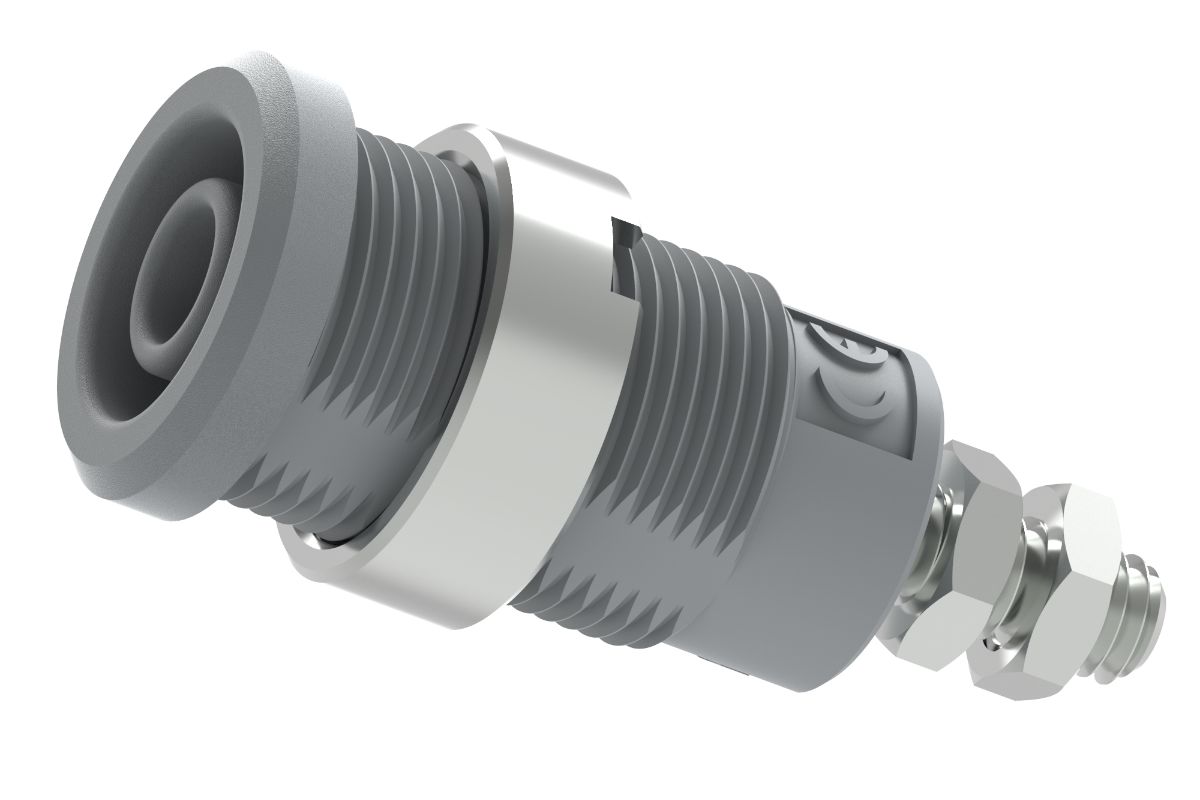 Electro PJP Grey Female Banana Socket, Plug-In Termination, 1000V, 600 V, 25A, Gold Plated Plating
