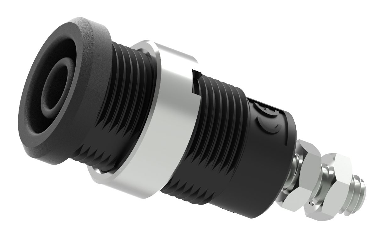 Electro PJP Black Female Banana Socket, Plug-In Termination, 1000V, 600 V, 25A, Gold Plated Plating
