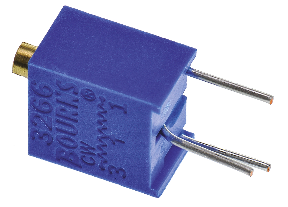 1 kΩ, Through Hole Trimmer Potentiometer, Pin 0.25 W Top Adjust Bourns, 3266