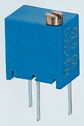 200 kΩ, Through Hole Trimmer Potentiometer, Pin 0.25 W Top Adjust Bourns, 3266