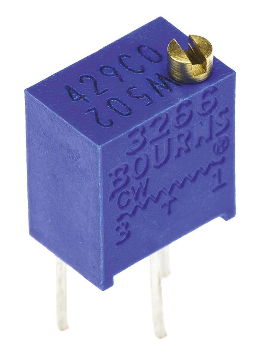 5 kΩ, Through Hole Trimmer Potentiometer, Pin 0.25 W Top Adjust Bourns, 3266