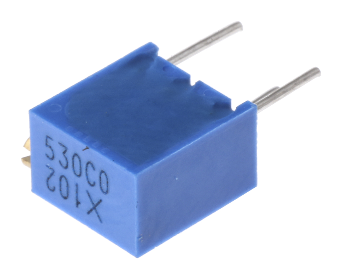 1 kΩ, Through Hole Trimmer Potentiometer, Pin 0.25 W Side Adjust Bourns, 3266