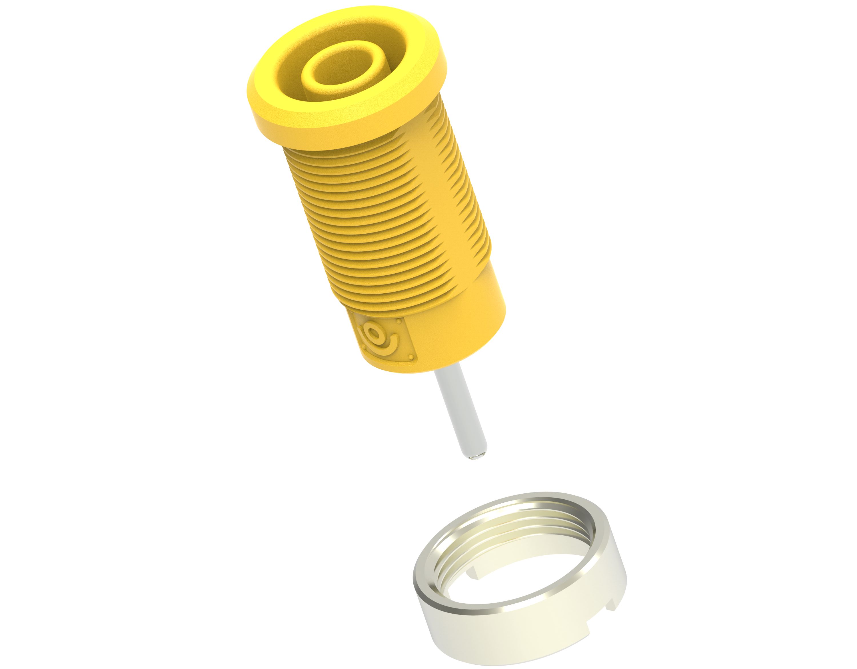 Electro PJP Yellow Female Banana Socket, 4 mm Connector, Pin Termination, 1kV, 36A, Nickel Plating