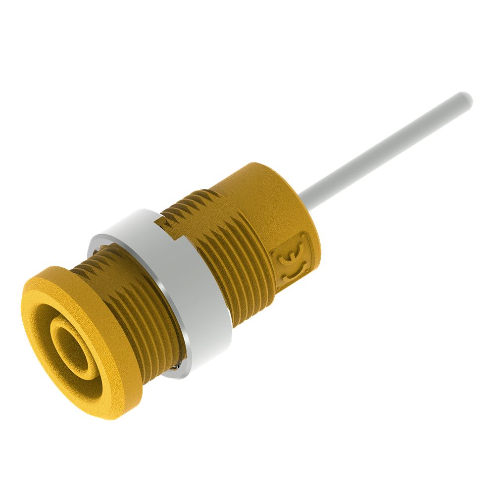 Electro PJP Yellow Female Banana Socket, 4 mm Connector, Pin Termination, 1kV, 36A, Nickel Plating