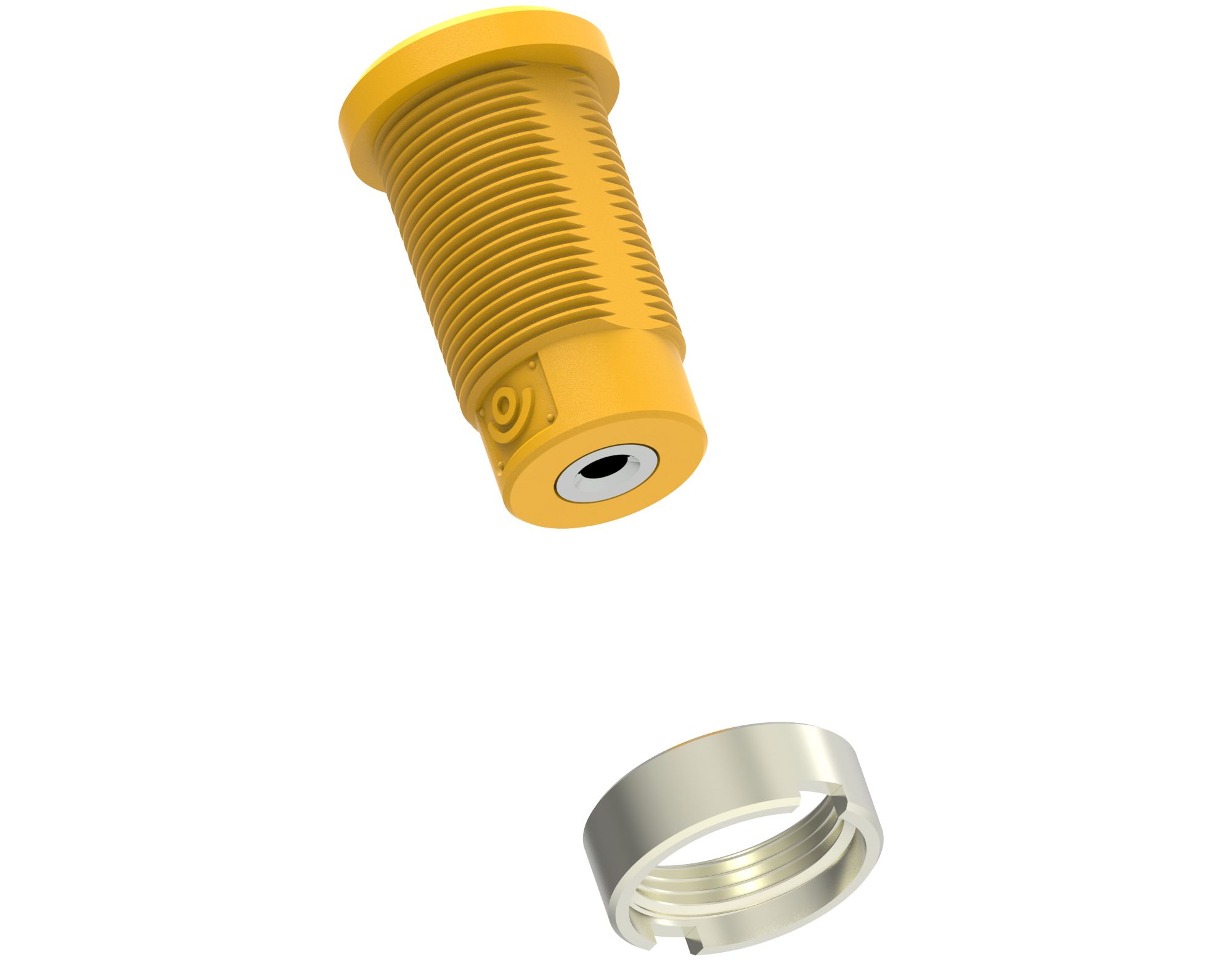 Electro PJP Yellow Female Banana Socket, 4 mm Connector, M3 Thread Termination, 1kV, 36A, Nickel Plating
